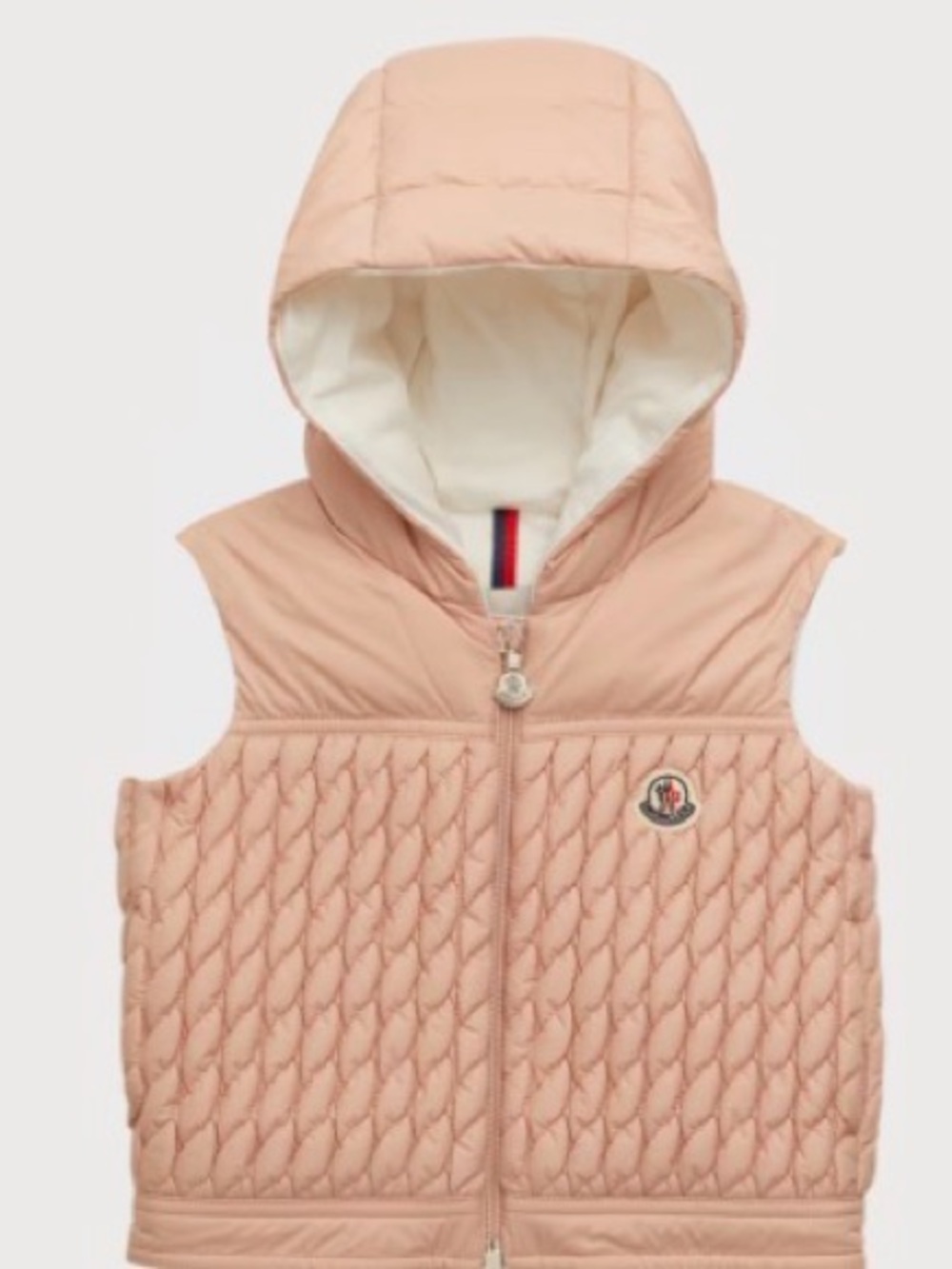 Moncler Kids Pale Pink Quilted Hooded Vest